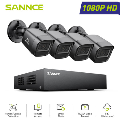 SANNCE 1080P Security Camera System 8CH Home Surveillance DVR Outdoor CCTV Camera with 100ft Night Vision Smart Playback