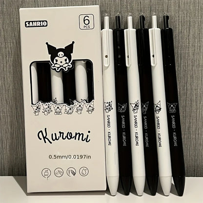 6Pcs Sanrio Gel Pen Hello Kitty Kuromi Pachacco Student Exam Pen Quick Dry Office Signature Pen School Supplies Stationery Prize