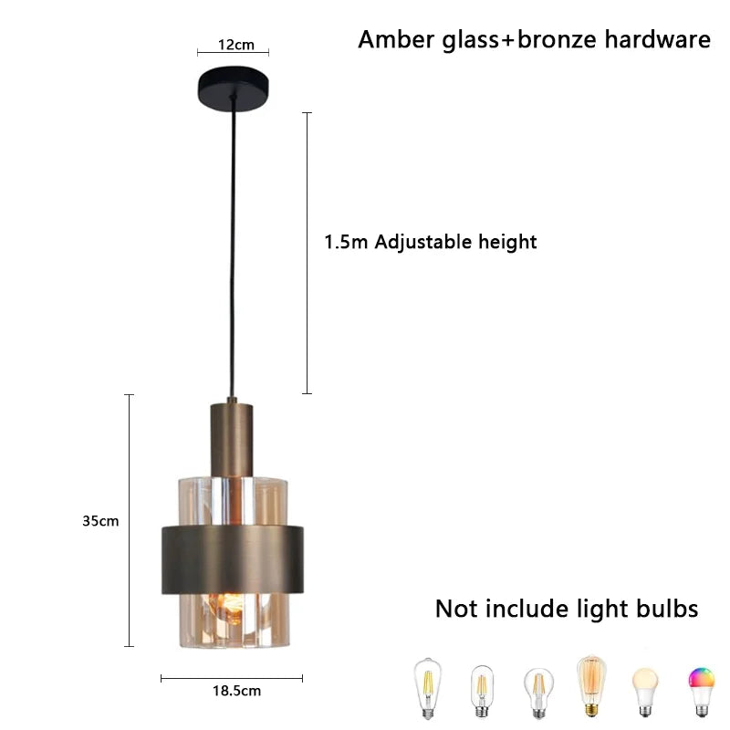 Modern Minimalist Glass Pendant Lamp E27Creativity Cylindrical Pendant Lights Decor Bedroom Diningroom Livingroom Pendant Lights