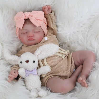 Lifelike Reborn Baby Dolls-20 inch Sleeping Realistic Newborn Baby Dolls, Soft Cloth Body with Feeding Toy for Kids Age 3 +