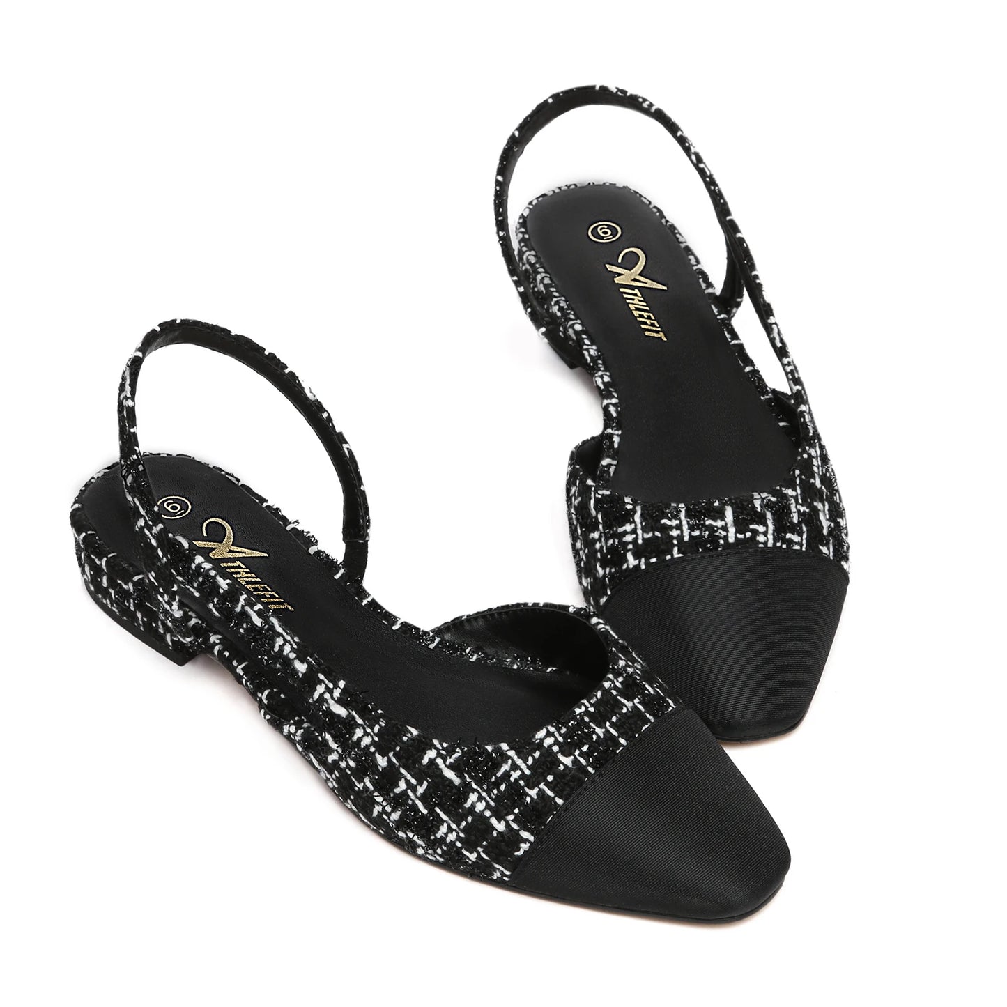 Slingback Flats for Women Square Pointed Toe Two Toned Flats Wedding Pumps for Women