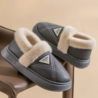 New Fashion Women's Cotton Slippers Men Winter Warm Home Cotton Shoes Waterproof Garden Shoes Indoor Slip on Concise Shoes