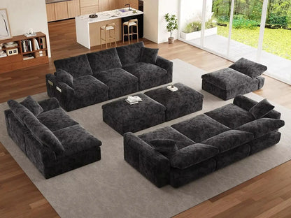 119" Cloud Couch Sectional for Living Room, Oversized Boneless Couches with Ottoman, Convertible L Shaped 3 Seater, Customized