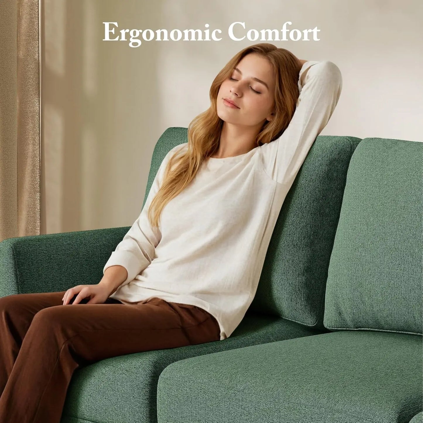 3 Seater Sofa Couch with Deep Seats, 89" Mid Century Modern Upholstered Sofa with Armrests, Comfy Couches , Customized