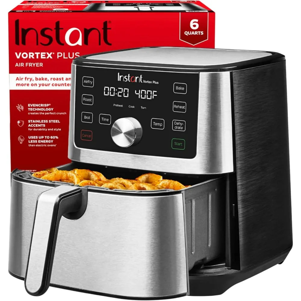 Instant Pot Vortex Plus 6QT XL Air Fryer, 6-in-1, Broils Dehydrates Crisps Quick Easy Meals 100+ In-App Recipes, Dishwasher-Safe