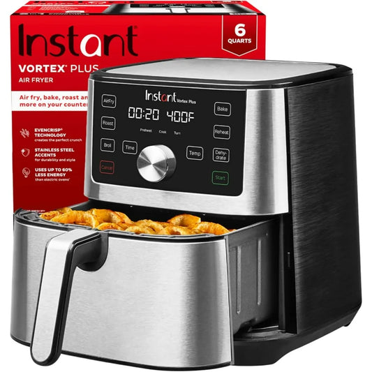 Instant Pot Vortex Plus 6QT XL Air Fryer, 6-in-1, Broils Dehydrates Crisps Quick Easy Meals 100+ In-App Recipes, Dishwasher-Safe