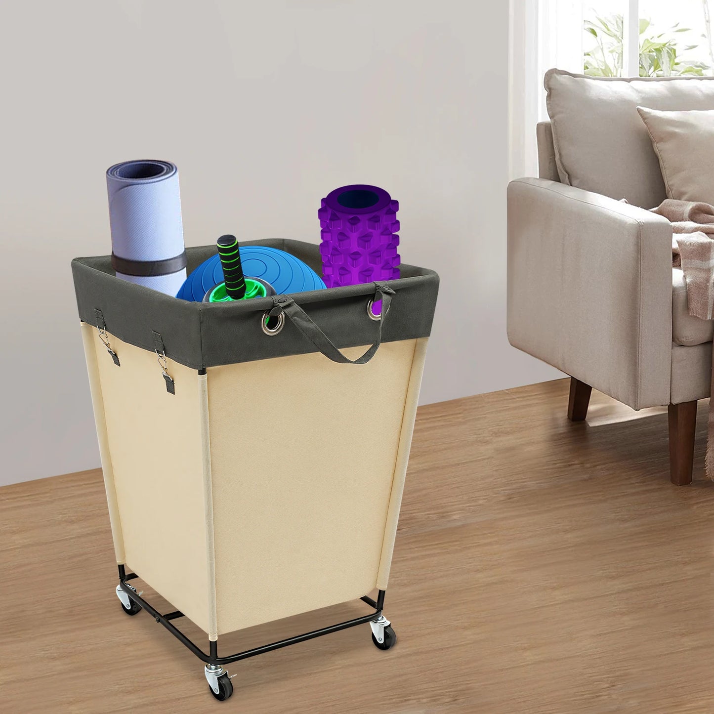 Bymaocar 210L Laundry Storage Basket, Rolling Laundry Cart, 600D Oxford Cloth Laundry Basket with Wheels