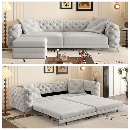 97.7" King Size Sleeper Sofa Bed, 3-in-1 Convertible Pull Out Sleeper Couch with Ottoman, Oversized, Customized