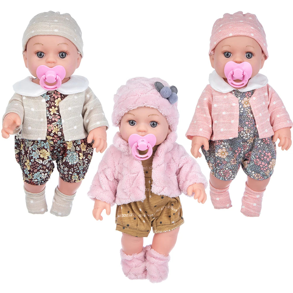 12inch Realistic Reborn Doll Handmade Mohair Silicone Cloth Dolls Full Body Bebe Reborn Newborm Girl With Pacifier