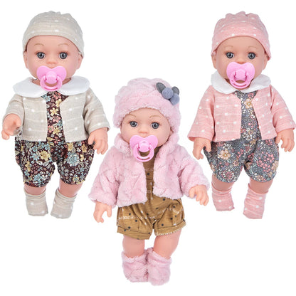 12inch Realistic Reborn Doll Handmade Mohair Silicone Cloth Dolls Full Body Bebe Reborn Newborm Girl With Pacifier