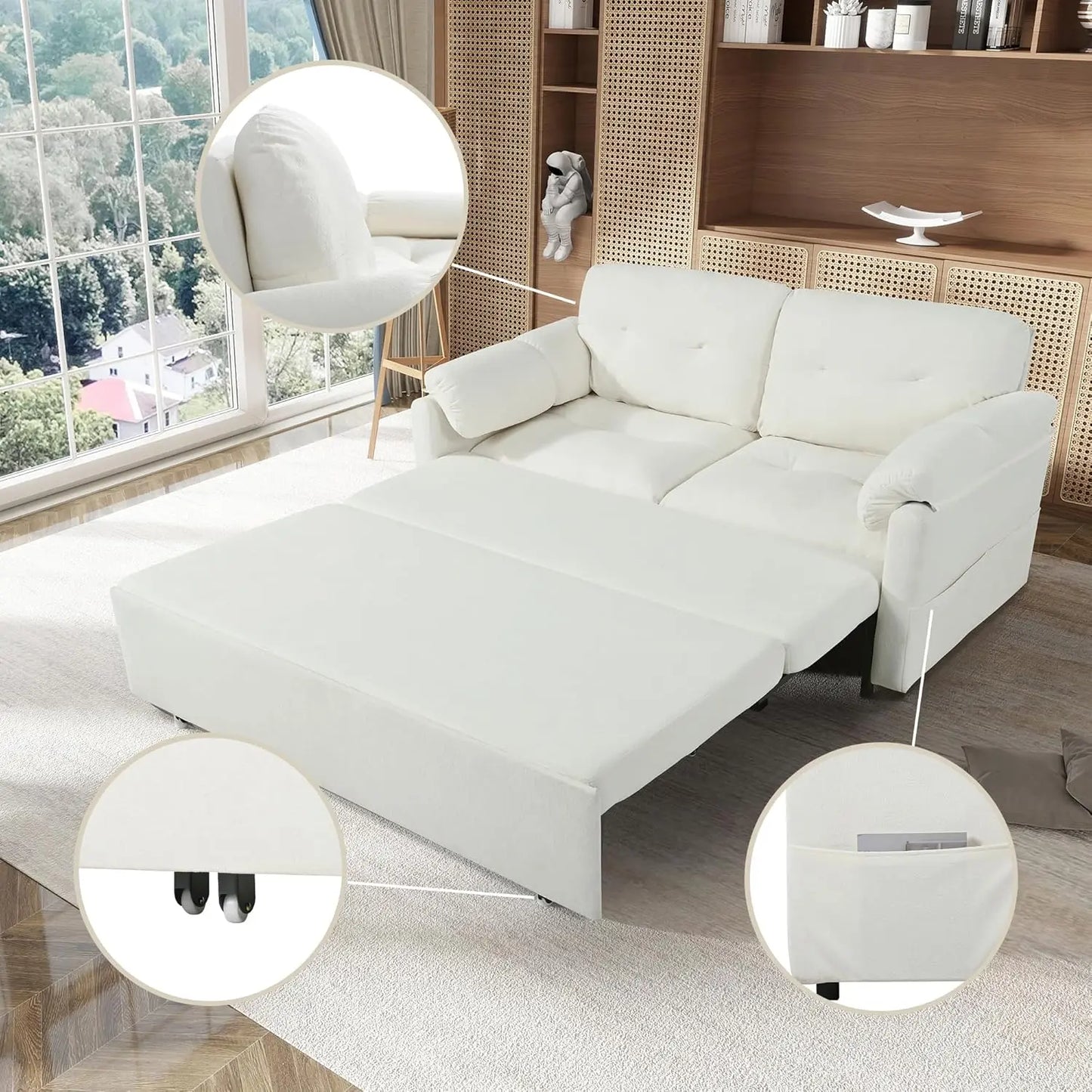 71.65" Convertible Pull-Out Sofa Bed – 3-in-1 Sleeper Couch for Small Apartment, Living Room & Bedroom – Queen-Size, Customized