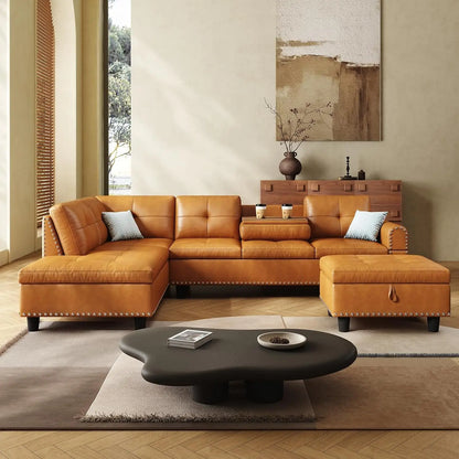 97.5" Oversized Sectional Couch, L Shaped Couchwith Storage Ottoman, Modern Modular Sofa withDeep Seat, Sectional, Customized