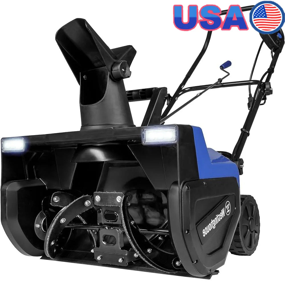 Corded Snow Blower with 22 Inch Steel Auger Dual LED Lights 25ft Throwing Distance Efficient Snow Clearing
