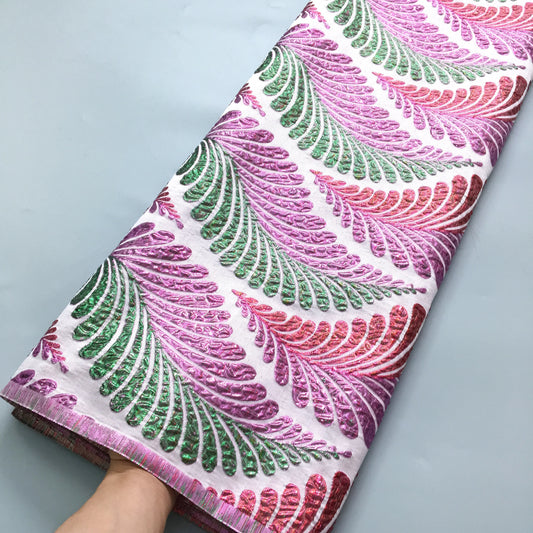 SJD LACE African Damask Lace Fabric 2025 High Quality French Gild Brocade Jacquard Lace For Women Wedding Party Dresses Sew 4012