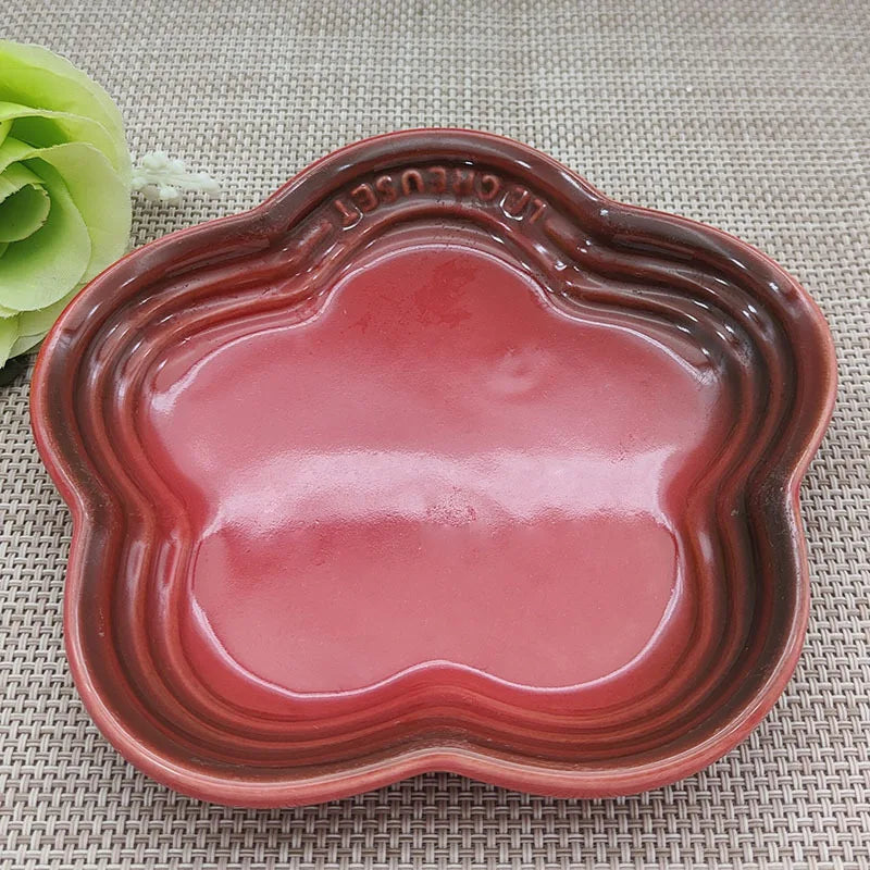 Plum Blossom Small Plate 5.5Inches 14cm Rainbow Sauce Plate Flower Shaped Pet Gradual Spike Bone Plate Tableware Ceramic Dishs