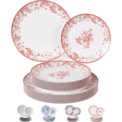 Disposable Plates For Party Supplies Pink Floral Plastic Plates For Wedding 40 Pcs 20 X 8 20 X 10 Dinner Plate Sets Floral Plat
