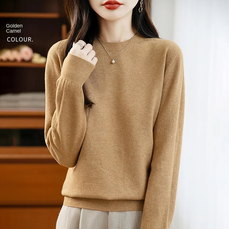 Women 22 colors weater O-neck Autumn Winter Basic 100% Andy velvet Warm Casual Pulls Jumpers Korean FashionSpring Knitwear 2025