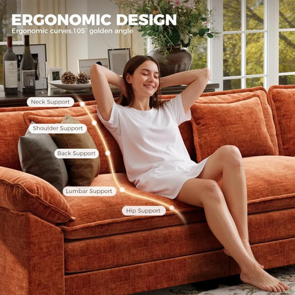 154" Oversized Modular Sectional Sofa, Comfy U-Shaped Cloud Couch w/ 3 Movable Ottomans, 7-Seater Chenille Deep, Customized
