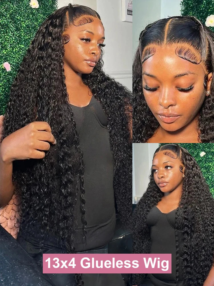 30 40 Inch Water Wave Curly 7x5 13x4 Glueless Wig Human Hair 13x6 HD Lace Frontal Wig Pre Cut Wear Go Deep Wave Front Wig 300%