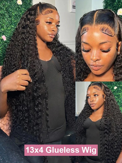 30 40 Inch Water Wave Curly 7x5 13x4 Glueless Wig Human Hair 13x6 HD Lace Frontal Wig Pre Cut Wear Go Deep Wave Front Wig 300%