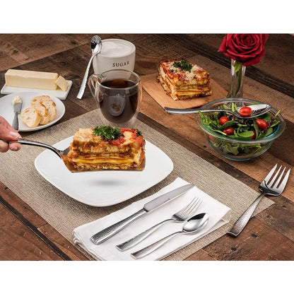 60-Piece Hammered Stainless Steel Silverware Set for 12, Elegant 18/10 Flatware Collection