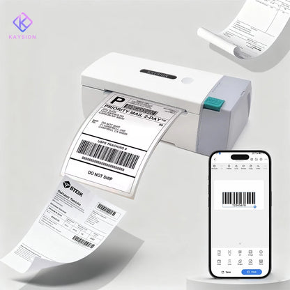KAYSION 4in Bluetooth Thermal Label Printer Wireless Shipping Label Printer Compatible with iPhone Android Windows Widely Used