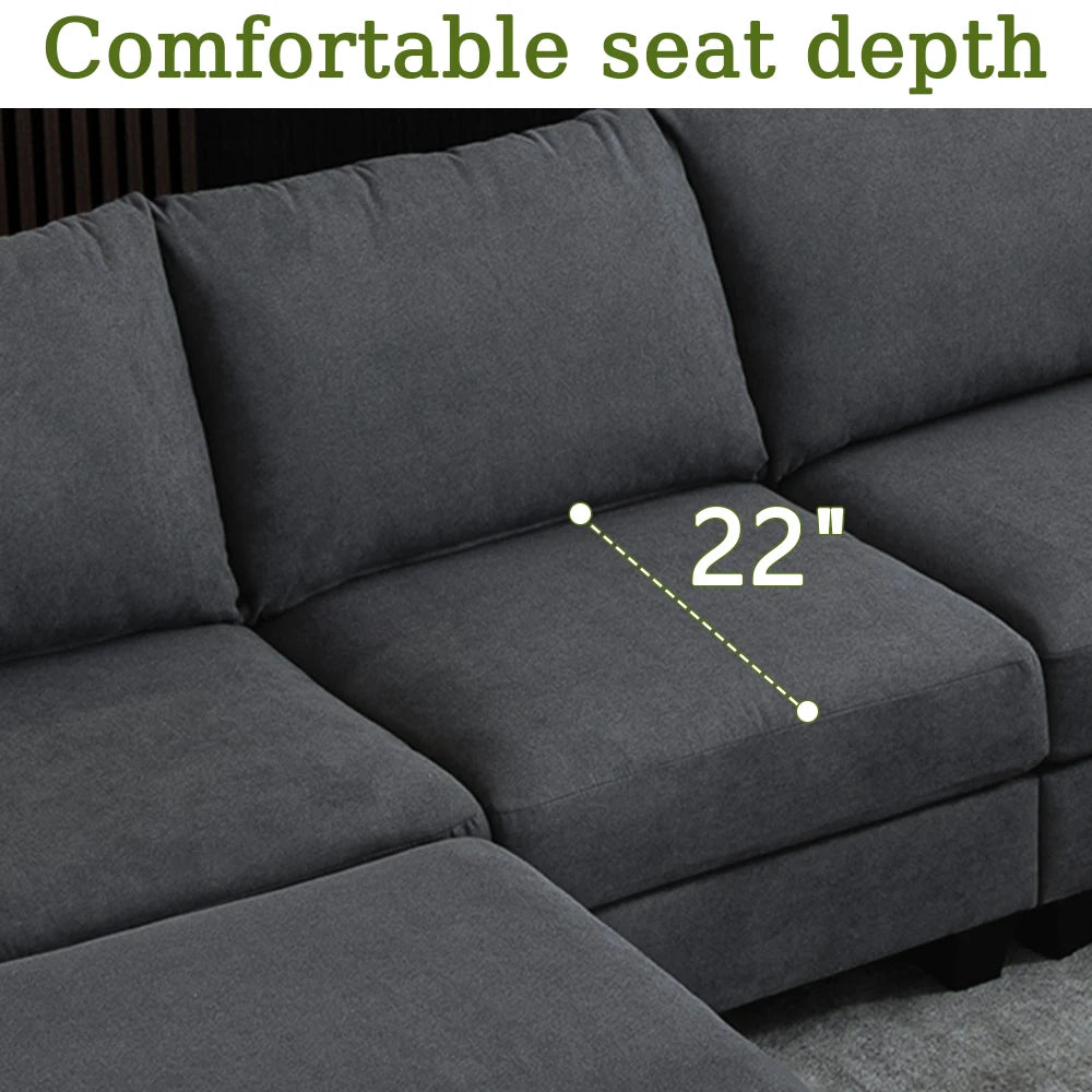 122.8" Luxury Modular L-Shaped Sectional Sofa, Large Cloud Couch w/ Ottoman, Modern Living Room Furniture Set, Soft Comfort