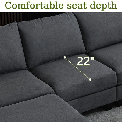 122.8" Luxury Modular L-Shaped Sectional Sofa, Large Cloud Couch w/ Ottoman, Modern Living Room Furniture Set, Soft Comfort