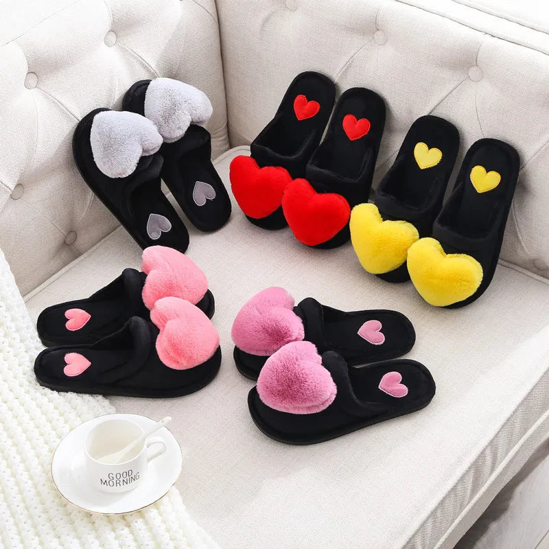 2025 Winter Cute Cotton Slippers for Women Winter Warm Shoes Soft Fur Thick Sole Anti-slip Couples Indoor Home Floor Slides