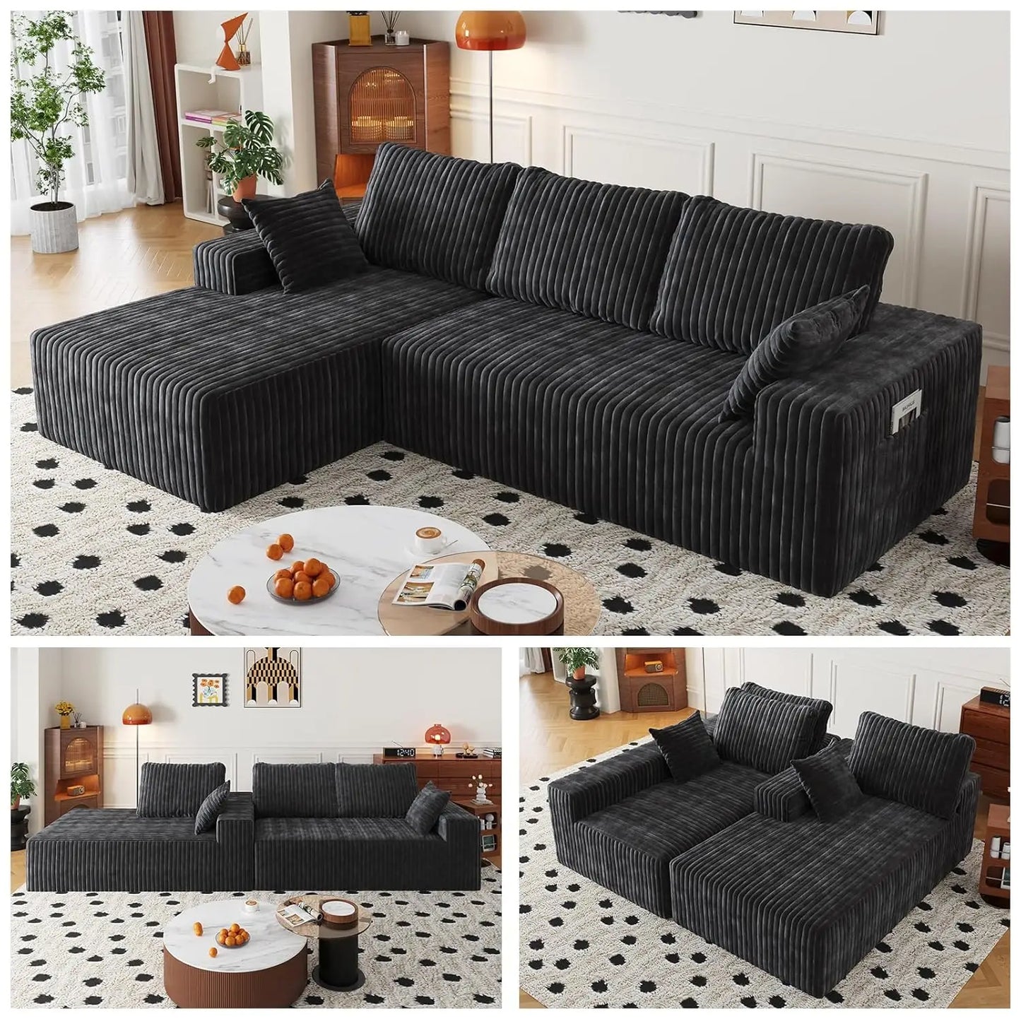 108" Cloud Sectional Couch with L-Shape Chaise,4 Seat Modern Modular Sofa with Deep Seat,Upholstered Couches for, Customized