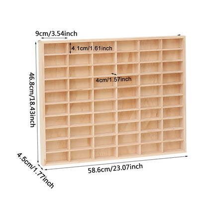 60 Grid Wood Display Shelf Toy Storage Wall Mounted Solid Wood Car Model Storage Box With A Pair Of White Traceless Nails