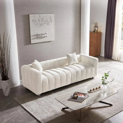 87.4'' Modern 3-Seater Sofa Bubble Couch | Premium Teddy Velvet Deep Seat Sofa | Fluffy Loveseat Sofa for Cozy,Customized