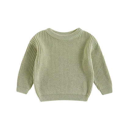 Cute Toddler Unisex Cable Knit Sweater Warm Cozy Round Neck Long Sleeve Pullover Jumper for Autumn Winter Season
