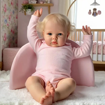 24inch Ellie Reborn Toddler Girl Rooted Blond Hair High Quality Hand Painted Doll Soft Cloth Body 3D Skin