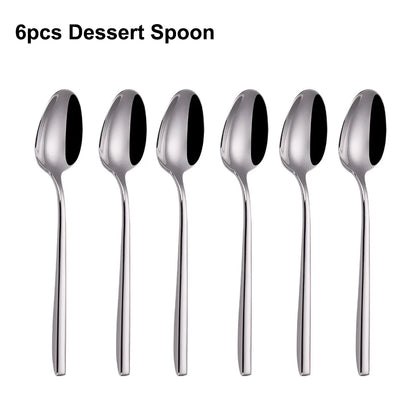 6/12/15/18/21 Pieces Sliver Cutlery Set Stainless Steel 304 Tableware Western Dinner Set Mirror Elegant Knife Fork Spoon