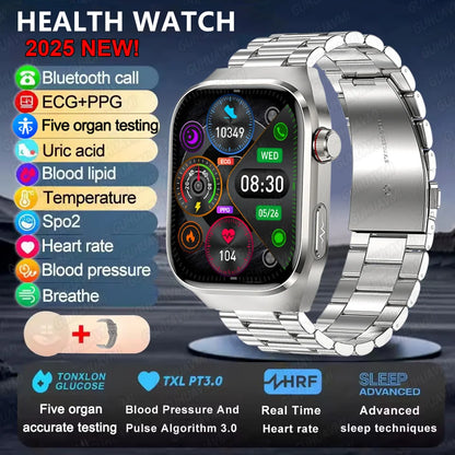 2026 New ECG+PPG Accurate Measure Heart Rate Smart Watch Men Blood Pressure Lipids Uric Acid Bluetooth Call Health Smartwatches