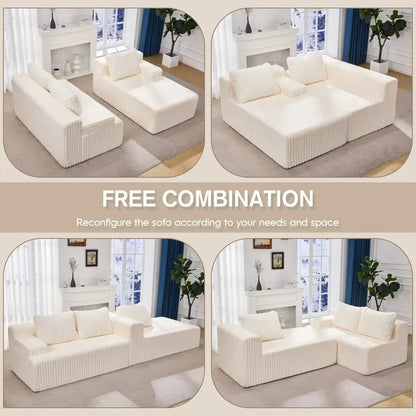 Modular Sectional Sofa Couches 108" L-Shape Couch 3 Seat Modular Sofa Memory Foam Sectional Couches for Living Room