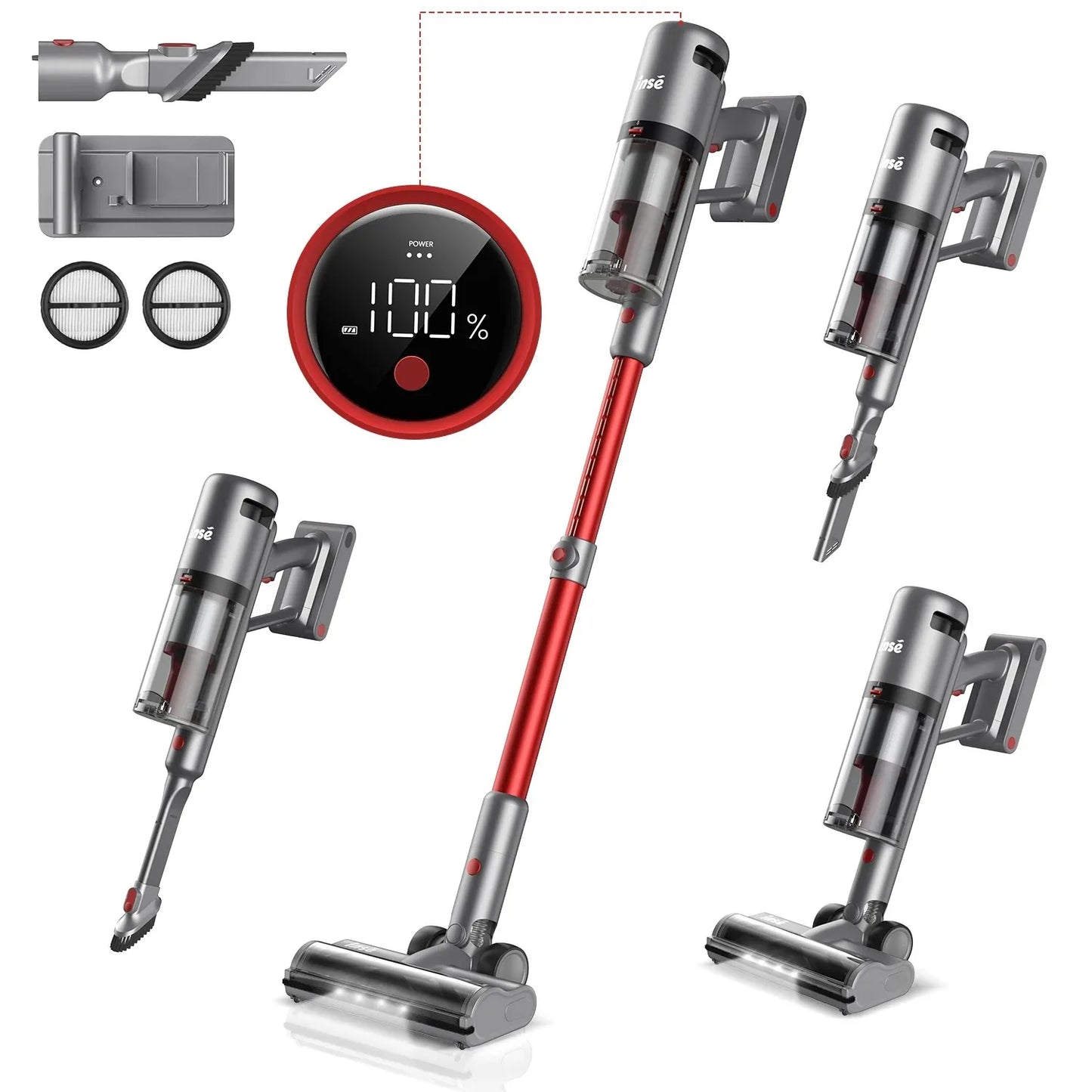 INSE V120 Cordless Vacuum Cleaner 30Kpa Suction for Effective Cleaning 60 minutes Long Runtime with LED Display Wireless Cleaner