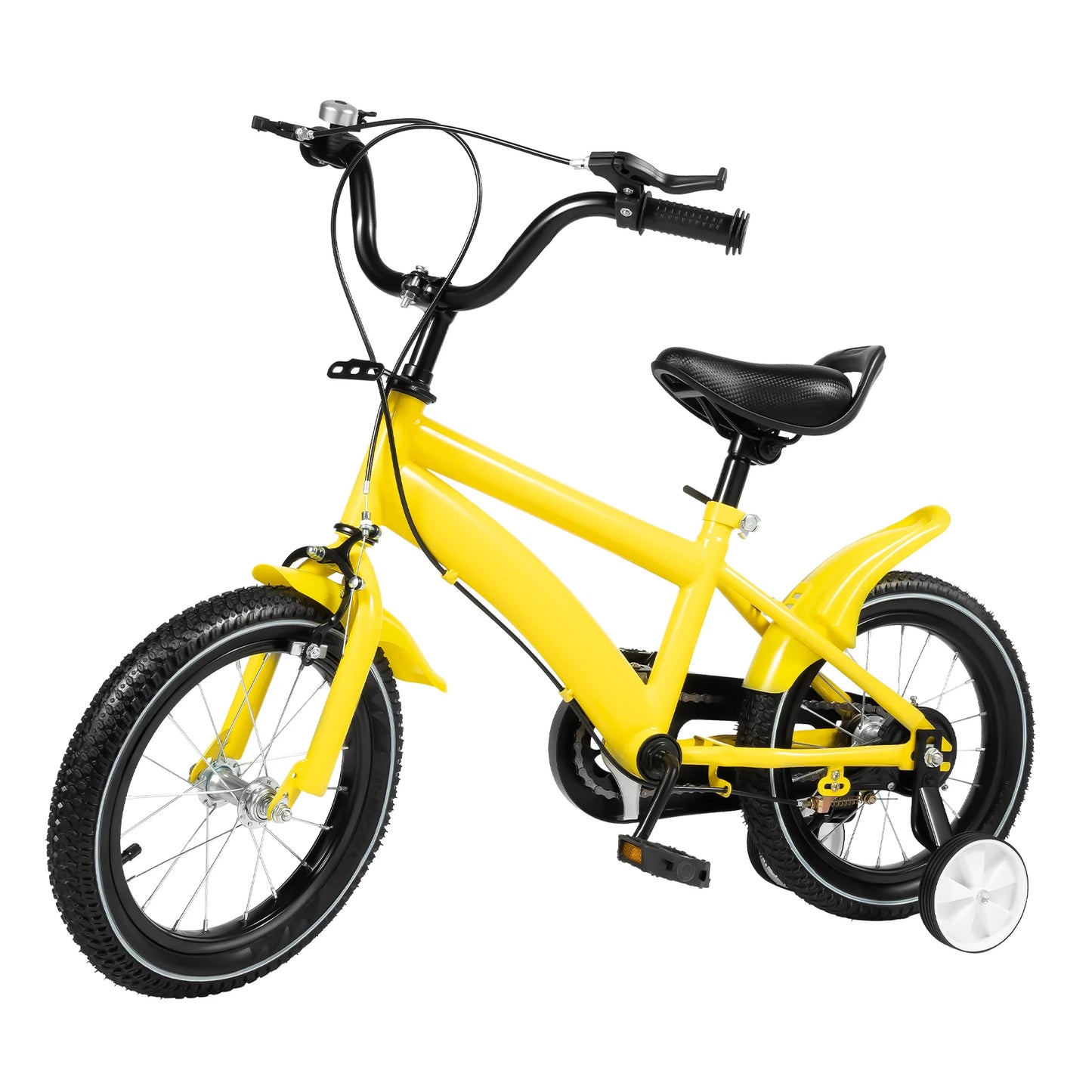 14Inch Children's Bicycle with Detachable Wheel,  Adjustable Kids Bike Unisex for 100-115cm, Lightweight Carbon Steel Frame