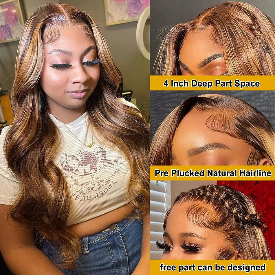 1b30 Black Brown Lace Front 13x4 Body Wave Wigs  P427 Highlight Ombre 100% Human Hair 13x6 HD Lace Frontal Blonde Colored Wig