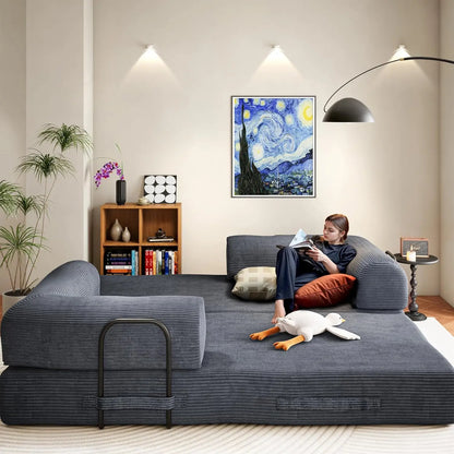 79" Boneless Corduroy Convertible Sofa Bed Foldable Memory Foam Compressed Modular Couch in a Box for Customized Comfort
