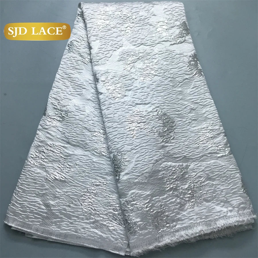 SJD LACE Nigerian Brocade Lace Fabric 2025 High Quality French Gilded Jacquard Lace Damask Dress For Women Wedding Party Sew4096