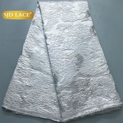 SJD LACE Nigerian Brocade Lace Fabric 2025 High Quality French Gilded Jacquard Lace Damask Dress For Women Wedding Party Sew4096