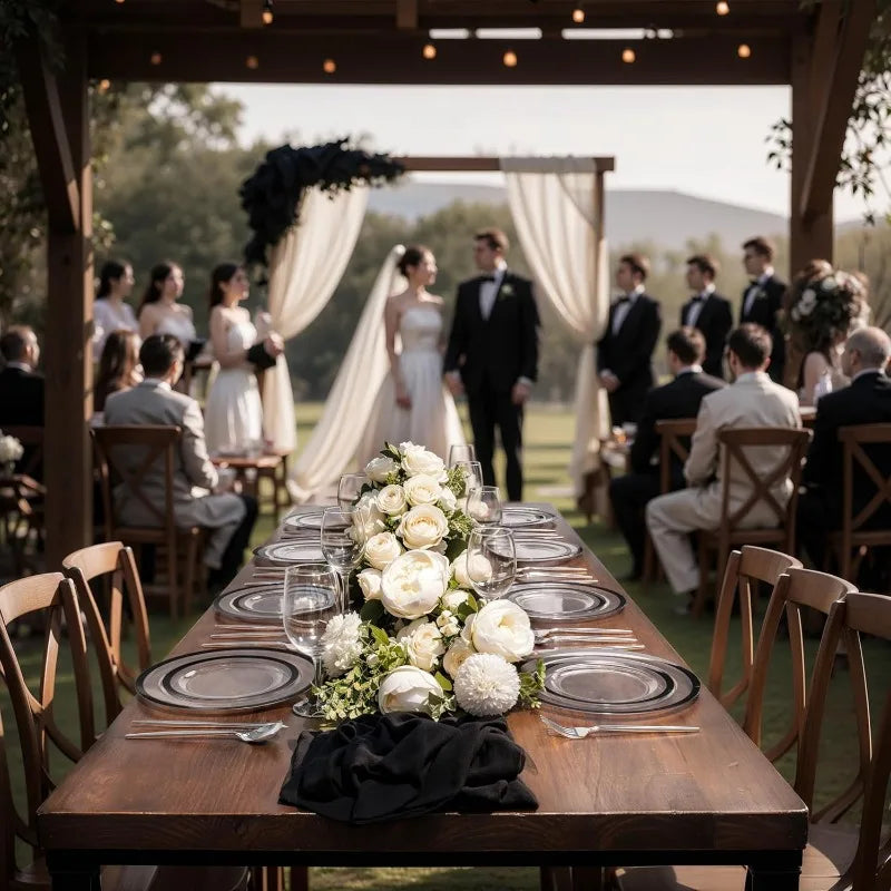 120-Pc Black Clear Plastic Plates - 10" Dinner & 7" Dessert Set for Party & Wedding