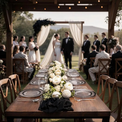 120-Pc Black Clear Plastic Plates - 10" Dinner & 7" Dessert Set for Party & Wedding