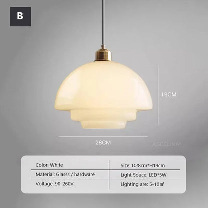 Nordic LED E27 Cream Wind Milk Glass Art Decorative Pendant Lights Modern Light Fixtures Kitchen Island Dining Room Bedside