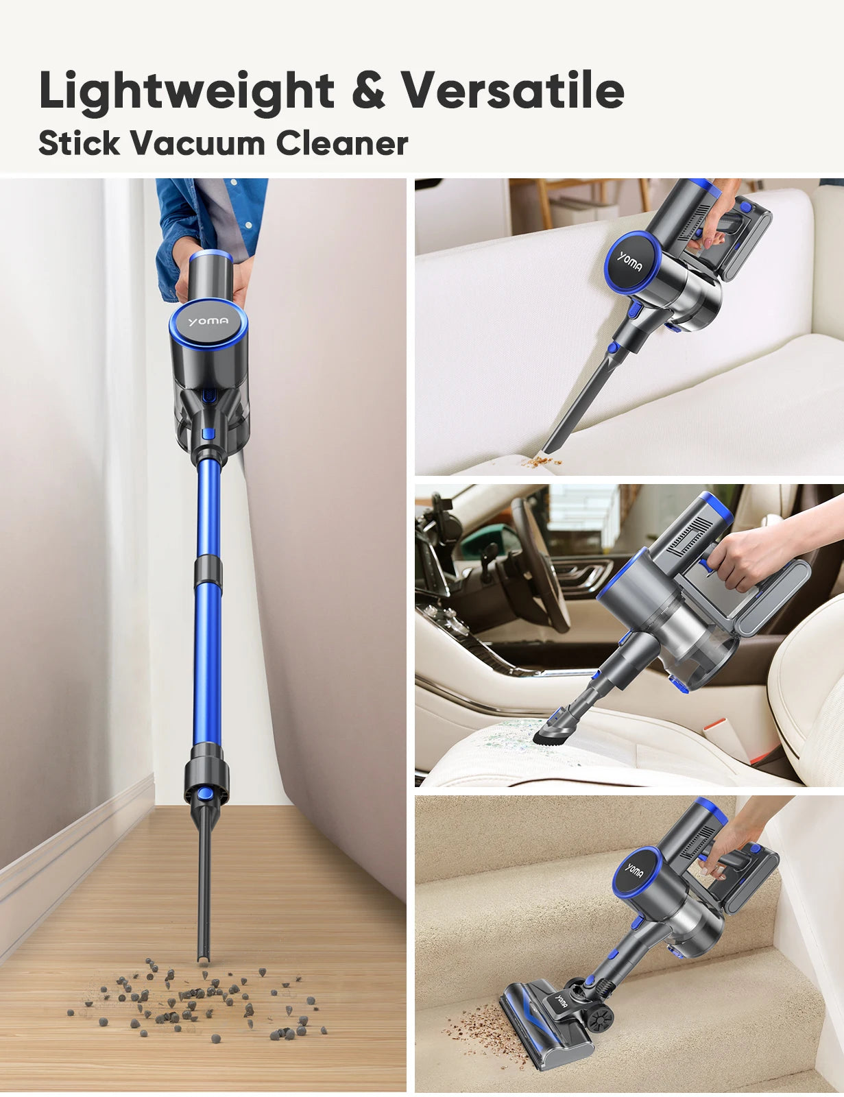 YOMA N12 Cordless Vacuum Cleaner,6-In-1 Powerful Stick Vacum Cleaner