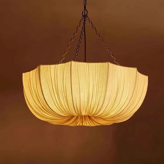 Nordic Minimalist Wabi Sabi Fabric Chandelier Living Dining Room Bedroom Pendant Lamp Lustre RestaurantBar Hanging Light Fixture