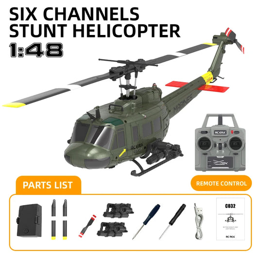 UH-1 C032 2.4G Remote Control Helicopter Six Channel Six Axis Gyroscope One Click Inverted Aerobatic Helicopter Toy Gift