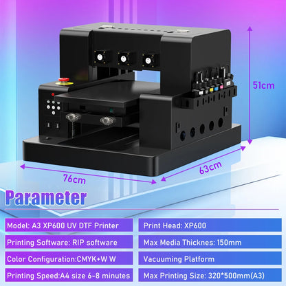 US Poland Stock A3 A4 UV DTF Printing Machine Directly To Film UV DTF Printer A3 For Phone Case Glass Acrylic Cylinder UV Print